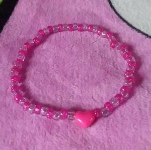 pink multi glitter large pink heart kandi choker